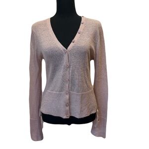 MOTH Anthropologie Mohair Cardigan Sweater Sz S Crystal Button Side Bow Detail